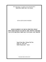 Kinh nghiệm vận dụng phương pháp trò chơi nhằm gây hứng thú trong giờ học vật lí ở trường THPT hà văn mao 