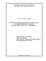 Sử dụng câu hỏi, bài tập hay và hứng thú giúp học sinh học tốt phần quang hợp ở thực vật – sinh học 11 