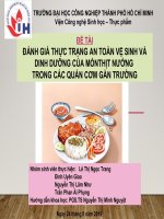 ĐỀ TÀI ĐÁNH GIÁ THỰC TRẠNG AN TOÀN VỆ SINH VÀ DINH DƯỠNG CỦA MÓN THỊT NƯỚNG  TRONG CÁC QUÁN CƠM GẦN TRƯỜNG
