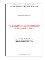 SỬ DỤNG các ĐỊNH LUẬT bảo TOÀN để GIẢI NHANH các bài tập ĐỘNG lực học CHẤT điểm TRONG CHƯƠNG TRÌNH vật lí 10 THPT  