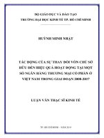 Tác động của sự thay đổi vốn chủ sở hữu đến hiệu quả hoạt động tại một số ngân hàng thương mại cổ phần ở việt nam trong giai đoạn 2008 2017 