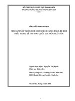Rèn luyện kỹ năng cho học sinh khi làm dạng đề đọc hiểu trong đề thi THPT quốc gia môn văn 