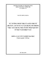 Tư tưởng pháp trị của Hàn Phi Tử (281TCN-233TCN) và vận dụng nó trong việc xây dựng nhà nước pháp quyền ở Việt Nam hiện nay