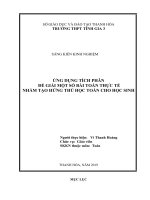 Ứng dụng tích phân để giải một số bài toán thực tế nhằm tạo hứng thú học toán cho học sinh 