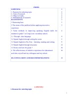 Some methods in improving speaking english skills to help students in grade 7 at cong liem secondary school communicate english effectiv 