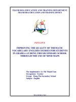 Improving the quality of thematic vocabulary english courses for students in grade 6 at dong tho secondary school through the use of min 