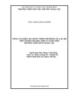 Nâng cao hiệu quả phát triển mô hình câu lạc bộ TDTT dành cho học sinh và giáo viên trường THPT DTNT ngọc lặc 