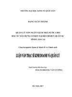 Luận văn thạc sỹ - Quản lý vốn ngân sách nhà nước cho đầu tư xây dựng cơ bản tại Bộ CHQS tỉnh Lào Cai