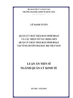 Quản lý chất thải rắn sinh hoạt và các nhân tố tác động đến quản lý chất thải rắn sinh hoạt tại vùng duyên hải Bắc bộ Việt Nam