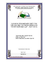 Vận dụng tích hợp kiến thức vào dạy học tác phẩm chính luận “tuyên ngôn độc lập” chương trình ngữ văn 12 