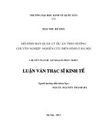 Luận văn thạc sỹ - Mô hình ban quản lý dự án theo hướng chuyên nghiệp. Nghiên cứu điển hình ở Hà Nội