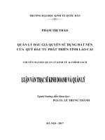 Luận văn thạc sỹ - Quản lý đấu giá quyền sử dụng đất nền  của Quỹ Đầu tư phát triển tỉnh Lào Cai