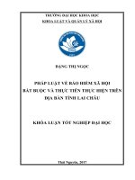 KHÓA LUẬN tót NGHIỆP  PHÁP LUẬT VỀ BẢO HIỂM XÃ HỘI BẮT BUỘC VÀ THỰC TIỄN THỰC HIỆN TRÊN ĐỊA BÀN TỈNH LAI CHÂU