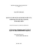 Luận văn thạc sỹ - Quản lý chi Ngân sách nhà nước của chính quyền huyện Nậm Pồ, tỉnh Điện Biên