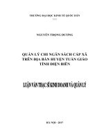 Luận văn thạc sỹ - Quản lý chi ngân sách cấp xã trên địa bàn huyện Tuần Giáo, tỉnh Điện Biên