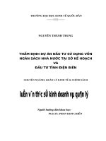 Luận văn thạc sỹ: Thẩm định dự án đầu tư sử dụng vốn Ngân sách Nhà nước tại sở Kế hoạch và Đầu tư tỉnh Điện Biên