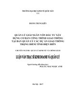 Luận văn thạc sỹ - Quản lý giải ngân vốn đầu tư xây dựng cơ bản công trình giao thông tại Ban quản lý các dự án giao thông trọng điểm tỉnh Điện Biên