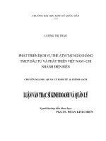 Luận văn thạc sỹ - Phát triển dịch vụ thẻ ATM  tại Ngân hàng TMCP Đầu tư và Phát triển Việt Nam - Chi nhánh Điện Biên