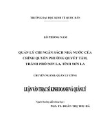 Luận văn thạc sỹ - Quản lý chi ngân sách nhà nước của chính quyền phường Quyết Tâm, thành phố Sơn La, tỉnh Sơn La