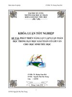 Phát triển năng lực lập luận toán học trong dạy học giải toán có lời văn cho học sinh tiểu học