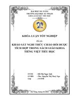 Khảo sát nghi thức chào hỏi được tích hợp trong sách giáo khoa Tiếng Việt tiểu học