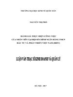 Luận văn thạc sỹ - Đánh giá thực hiện công việc của nhân viên tại Hội sở chính ngân hàng TMCP Đầu tư và Phát triển Việt Nam (BIDV)”