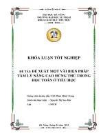 Đề xuất một vài biện pháp tâm lý nâng cao hứng thú trong học Toán ở Tiểu học