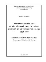 Bảo tồn và phát huy di sản văn hoá truyền thống ở huyện Ba Vì, thành phố Hà Nội hiện nay