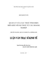 Luận văn thạc sỹ - Quản lý của Cục thuế tỉnh Điện Biên đối với nợ thuế từ các doanh nghiệp