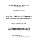 Luận văn thạc sỹ - Kiểm soát chi thường xuyên NSNN qua Kho bạc Nhà nước Sơn La