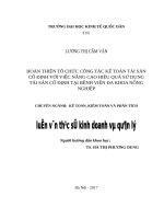 Luận văn thạc sỹ - Hoàn thiện tổ chức công tác kế toán tài sản cố định với việc nâng cao hiệu quả sử dụng tài sản cố định tại Bệnh viện Đa khoa Nông nghiệp