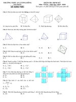 Đề kiểm tra hình học 12 chương 1 năm 2019 2020 trường an lương đông TT huế 