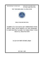 Nghiên cứu xây dựng quy trình phân tích metyl thủy ngân trong các mẫu sinh học và môi trường tại khu vực khai thác vàng thần sa, thái nguyên tt