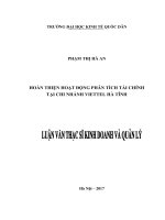 Luận văn thạc sỹ - Hoàn thiện hoạt động phân tích tài chính doanh nghiệp tại chi nhánh Viettel Hà Tĩnh