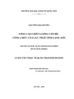 Luận văn thạc sỹ - Nâng cao chất lượng cán bộ, công chức của Cục Thuế tỉnh Lạng Sơn