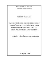 Dạy học Toán cho học sinh trung học phổ thông chuyên Lí, Hóa, Sinh theo định hướng bồi dưỡng năng lực khám phá và chiếm lĩnh tri thức