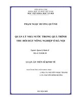 Quản lý Nhà nước trong quá trình thu hồi đất nông nghiệp ở Hà Nội