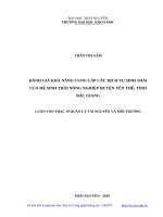 Đánh giá khả năng cung cấp các dịch vụ sinh thái của hệ sinh thái nông nghiệp huyện yên thế, tỉnh bắc giang 