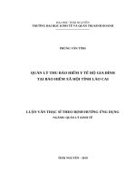 Quản lý thu bảo hiểm y tế hộ gia đình tại bảo hiểm xã hội tỉnh lào cai 