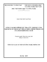 Nâng cao độ chính xác tra cứu ảnh dựa vào nội dung sử dụng kỹ thuật điều chỉnh trọng số hàm khoàng cách tt 