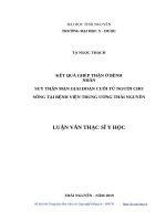 Kết quả ghép thận ở bệnh nhân suy thận mạn giai đoạn cuối từ người cho sống tại bệnh viện trung ương thái nguyên 