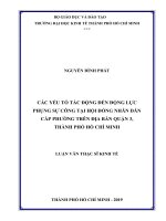Các yếu tố tác động đến động lực phụng sự công tại hội đồng nhân dân cấp phường trên địa bàn quận 3, thành phố hồ chí minh 