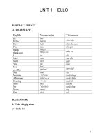 LÝ THUYẾT và bài tập ANH 3  UNIT 1 11 có đáp án  