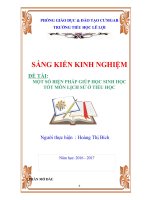 skkn một số BIỆN PHÁP GIÚP học SINH học tốt môn LỊCH sử ở TIỂU học 