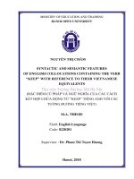 SYNTACTIC AND SEMANTIC FEATURES OF ENGLISH COLLOCATIONS CONTAINING THE VERB “KEEP” WITH REFERENCE TO THEIR VIETNAMESE EQUIVALENTS  