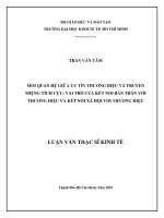Mối quan hệ giữa uy tín thương hiệu và truyền miệng tích cực vai trò của kết nối bản thân với thương hiệu và kết nối xã hội với thương hiệu 