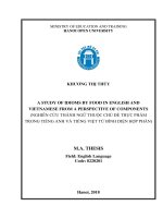 A study of idioms by food in english and vietnamese from a perspective of components  