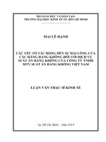 Các yếu tố tác động đến sự hài lòng của các hãng hàng không đối với dịch vụ suất ăn hàng không của công ty TNHH MTV suất ăn hàng không việt nam 