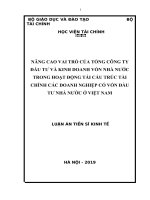 Nâng cao vai trò của tổng công ty đầu tư và kinh doanh vốn nhà nước trong hoạt động tái cấu trúc tài chính các doanh nghiệp có vốn đầu tư nhà nước ở việt nam 
