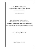 Phân tích ảnh hưởng của mức độ công bố thông tin rủi ro đến giá trị thích hợp thông tin kế toán của các công ty niêm yết trên thị trường chứng khoán việt nam 